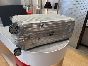Our suitcase waiting to be repaired.